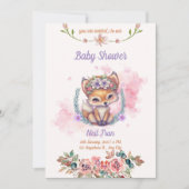 Kawaii Baby Fox Baby shower Uitnodiging (Voorkant)