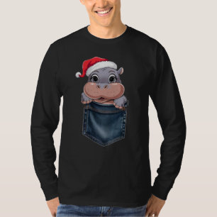 Kawaii Baby Hippo Kerst T-shirt Schattig