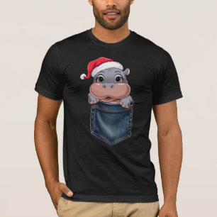 Kawaii Baby Hippo Kerst T-shirt Schattig