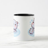 Kawaii Baby Nijlpaarden Zwemmen Mok Ontwerp (Midden)