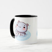 Kawaii Baby Nijlpaarden Zwemmen Mok Ontwerp (Voorkant links)