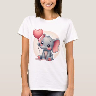 Kawaii Baby olifant met hartballon T-shirt