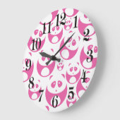 Kawaii Baby Pink en White Panda Pattern Grote Klok (Hoek)