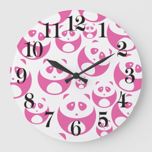 Kawaii Baby Pink en White Panda Pattern Grote Klok (Voorkant)