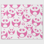 Kawaii Baby Roze en White Panda Pattern Cadeaupapier (Vlak)