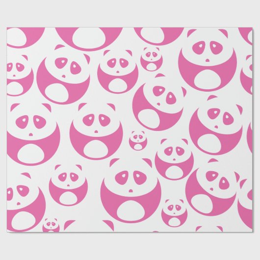 Kawaii Baby Roze en White Panda Pattern Cadeaupapier (Vlak)