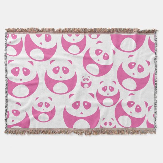 Kawaii Baby Roze en White Panda Pattern Deken (Voorkant)