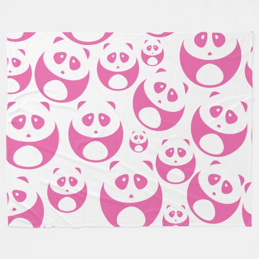 Kawaii Baby Roze en White Panda Pattern Fleece Deken (Voorkant (Horizontaal))