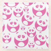 Kawaii Baby Roze en White Panda Pattern Glazen Onderzetter (Voorkant)
