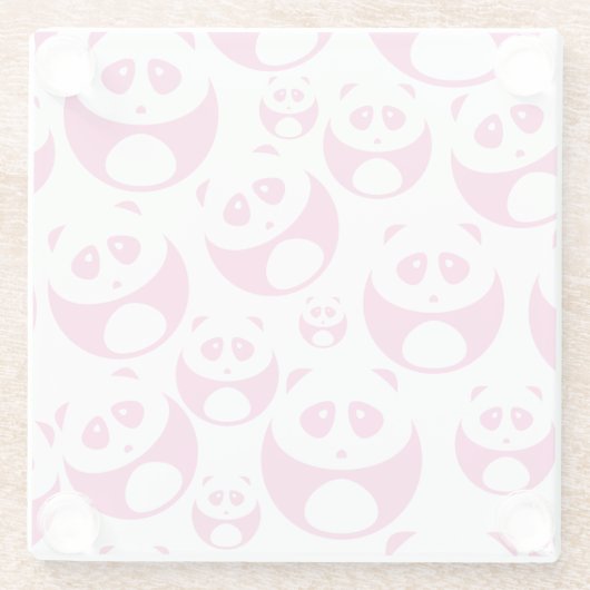 Kawaii Baby Roze en White Panda Pattern Glazen Onderzetter (Achterkant)