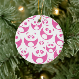 Kawaii Baby Roze en White Panda Pattern Keramisch Ornament
