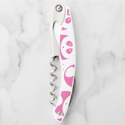 Kawaii Baby Roze en White Panda Pattern Kurkentrekker (Voorkant)