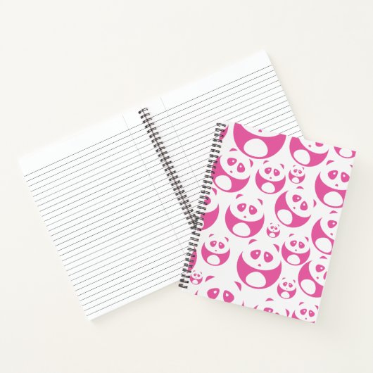 Kawaii Baby Roze en White Panda Pattern Notitieboek (Binnen)