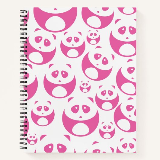 Kawaii Baby Roze en White Panda Pattern Notitieboek (Voorkant)