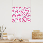 Kawaii Baby Roze en White Panda Pattern Poster (Keuken)