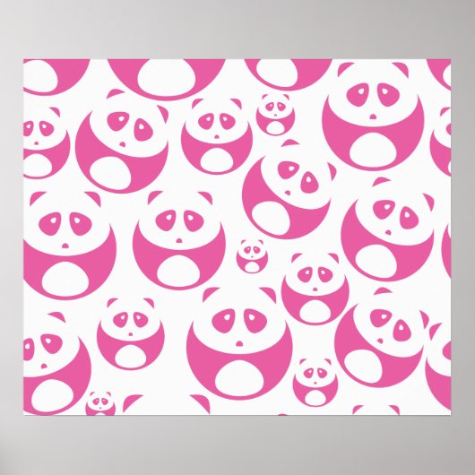 Kawaii Baby Roze en White Panda Pattern Poster (Voorkant)