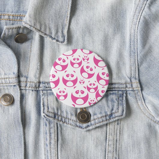Kawaii Baby Roze en White Panda Pattern Ronde Button 7,6 Cm (In situ)
