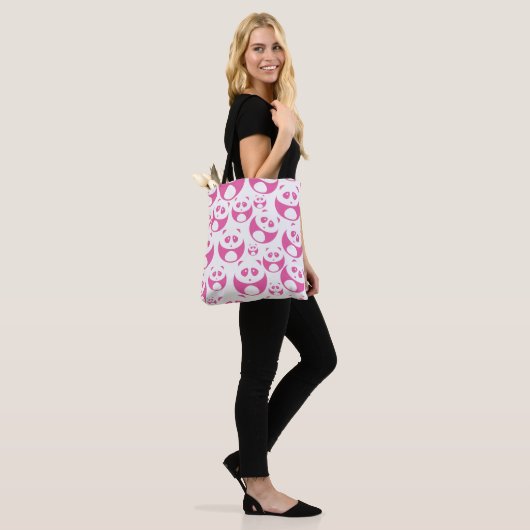 Kawaii Baby Roze en White Panda Pattern Tote Bag (Op model)