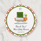 Kawaii Baby shower: Sushi en zalmrol Thema Bedankjes Labels (Achterkant)