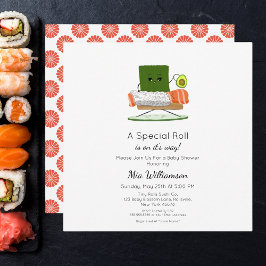 Kawaii Baby shower: Sushi en zalmrol Thema Kaart