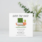 Kawaii Baby shower: Sushi en zalmrol Thema Save The Date (Staand voorkant)
