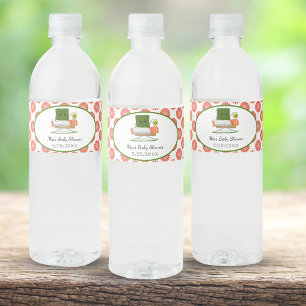 Kawaii Baby shower: Sushi en zalmrol Thema Waterfles Etiket