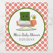 Kawaii Baby shower: Sushi en zalmrol Thema Wijn Etiket (Enkel label)