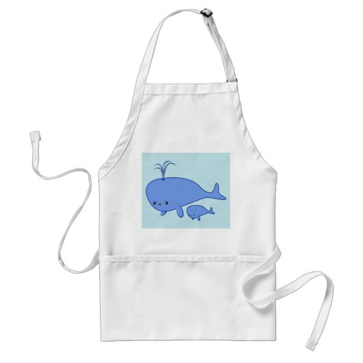 Kawaii Baby Whale en Mama Whale Standaard Schort (Voorkant)