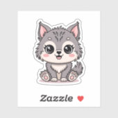 Kawaii Baby Wolf Dierensticker Sticker (Vel)