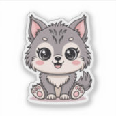 Kawaii Baby Wolf Dierensticker Sticker (Voorkant)