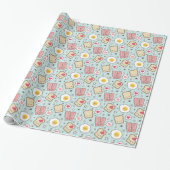 Kawaii Bacon & Fried Egg Deconstructed Sandwich Cadeaupapier (Uitgerold)
