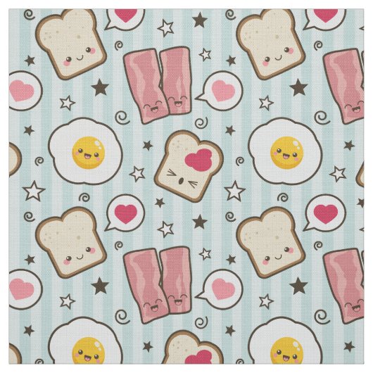 Kawaii Bacon & Fried Egg Deconstructed Sandwich Stof (Swatch)