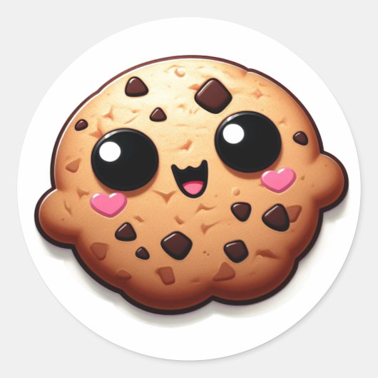 Kawaii Bakeshop's Chocolade Chip Cookie-Chippy Ronde Sticker (Voorkant)