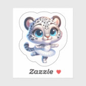 Kawaii Balerina Snow Leopard Stickers (Vel)