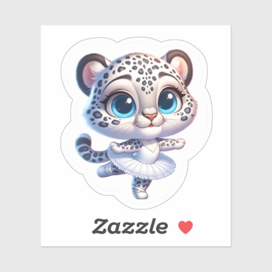 Kawaii Balerina Snow Leopard Stickers (Vel)