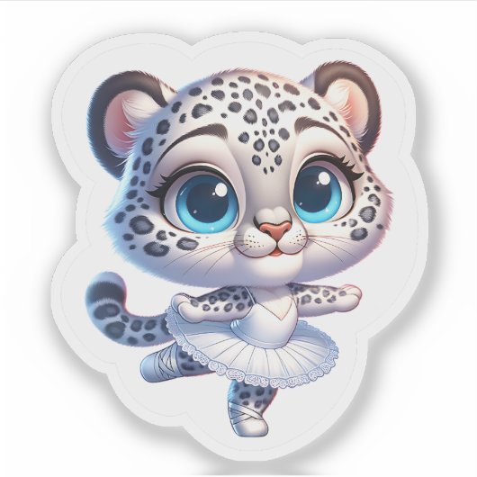 Kawaii Balerina Snow Leopard Stickers (Voorkant)
