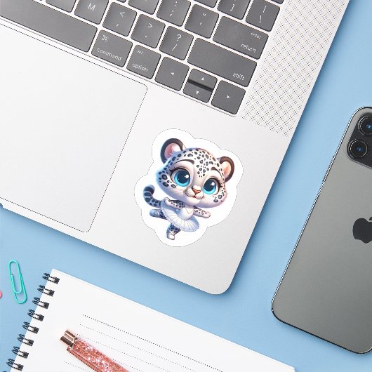 Kawaii Balerina Snow Leopard Stickers (Laptop met iPhone)