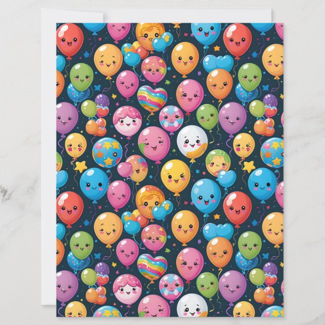 Kawaii ballon viering patroon scrapbook papier (Voorkant)