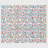 Kawaii Balloons Bunny Cherry Blossoms Pattern Cadeaupapier (Vlak)