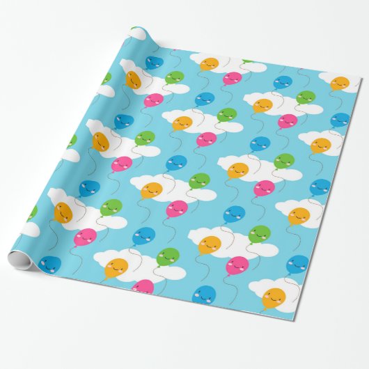 Kawaii Balloons Cadeaupapier (Uitgerold)