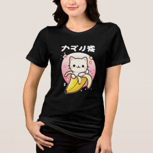 Kawaii Banana Cat – Schattigee Japanse esthetische Tri-Blend Shirt