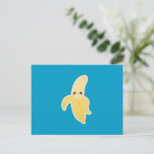 Kawaii Banana op blauw Briefkaart (Staand voorkant)