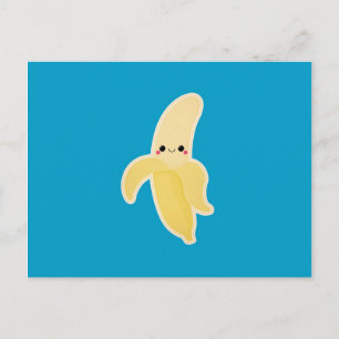 Kawaii Banana op blauw Briefkaart