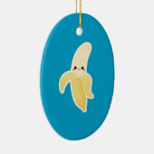 Kawaii Banana op blauw Keramisch Ornament (Rechts)
