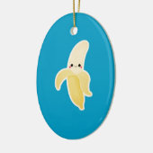 Kawaii Banana op blauw Keramisch Ornament (Links)