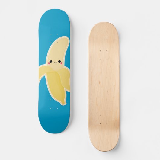 Kawaii Banana op blauw Persoonlijk Skateboard (Voorkant)