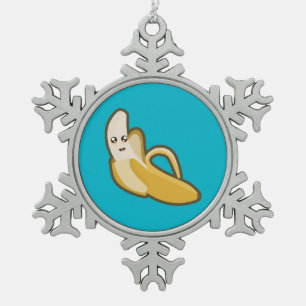 Kawaii Banana Tin Sneeuwvlok Ornament