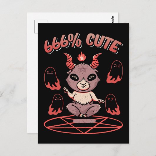Kawaii Baphomet Occult Devil Goat Briefkaart (Voorkant / Achterkant)
