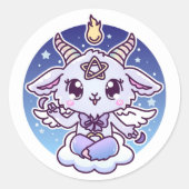 Kawaii Baphomet Ronde Sticker (Voorkant)