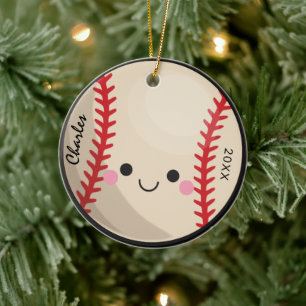 Kawaii Baseball Softball Kinder Gepersonaliseerde  Keramisch Ornament
